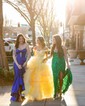 Ball Gown Off-the-shoulder Tulle Tiered Prom Dresses With 3D Floral