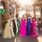 Ball Gown Off-the-shoulder Tulle Tiered Prom Dresses With 3D Floral