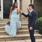Ball Gown Strapless Tulle Tiered Prom Dresses With Appliques