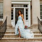 Ball Gown Strapless Tulle Tiered Prom Dresses With Appliques