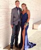 Ivory Mermaid V-neck Jersey Beaded Prom Dresses