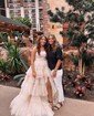 Ball Gown Strapless Tulle Ruffle Tiered Prom Dresses