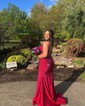 Black Mermaid V-neck Jersey Beaded Prom Dresses