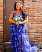 Ball Gown Off-the-shoulder Sequin Tiered Prom Dresses