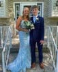 Mermaid V-neck Sparkly Sequin Prom Dresses With Appliques