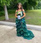 Ball Gown Off-the-shoulder Sequin Tiered Prom Dresses
