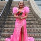 Mermaid Off-the-shoulder Sparkly Sequin Prom Dresses With Feather