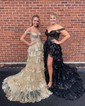 Mermaid Off-the-shoulder Sparkly Sequin Prom Dresses With Appliques