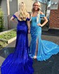 Mermaid Off-the-shoulder Sparkly Sequin Prom Dresses With Ruched