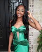 Mermaid Strapless Satin Cut Out Prom Dresses With Ruched
