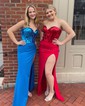 Mermaid Strapless Stretch Crepe Corset Prom Dresses With Beading