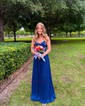 A-line Strapless Chiffon Pleated Cut Out Prom Dresses
