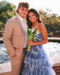Ball Gown Halter Tulle Floral Ruffle Tiered Prom Dresses