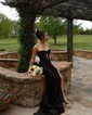 Mermaid Strapless Satin Cut Out Prom Dresses With Ruched