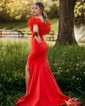Mermaid Jersey Off-the-shoulder Prom Dresses With Feather