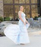 Sheath/Column Strapless Tulle Corset Prom Dresses With Appliques