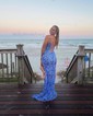 Sheath/Column V-neck Sparkly Sequin Prom Dresses
