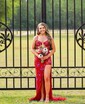 Sheath/Column V-neck Sparkly Sequin Prom Dresses