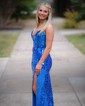 Sheath/Column V-neck Sparkly Sequin Prom Dresses