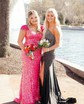 Mermaid One Shoulder Jersey Cut Out Beaded Prom Dresses