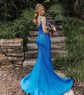 Mermaid V-neck Jersey Corset Beaded Prom Dresses