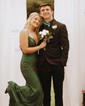 Black Mermaid V-neck Jersey Beaded Prom Dresses