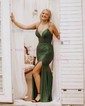 Black Mermaid V-neck Jersey Beaded Prom Dresses