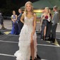 Ball Gown V-neck Sequin Ruffle Tiered Prom Dresses