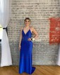 Mermaid V-neck Jersey Backless Beaded Prom Dresses