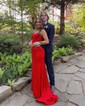 Mermaid V-neck Sparkly Velvet Sequin Prom Dresses