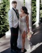 Mermaid Off-the-shoulder Sparkly Sequin Prom Dresses With Appliques