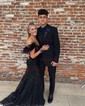 Mermaid Off-the-shoulder Lace Prom Dresses With Feather
