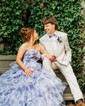 Ball Gown Halter Chiffon Floral Tiered Prom Dresses