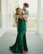 Mermaid Off-the-shoulder Satin Corset Prom Dresses With Ruched
