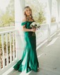 Mermaid Off-the-shoulder Satin Corset Prom Dresses With Ruched