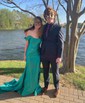Mermaid Off-the-shoulder Satin Corset Prom Dresses With Ruched
