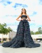 Ball Gown Strapless Tulle Ruffle Tiered Prom Dresses
