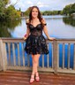Corset Silver Skater Appliques Tiered Homecoming Dresses