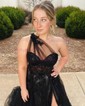 A-line One Shoulder Tulle 3D Floral Prom Dresses With Ruched