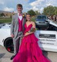 Sky Blue Ball Gown V-neck Tulle Ruffle Tiered Prom Dresses