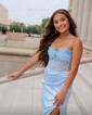 Mermaid V-neck Satin Beaded Prom Dresses With Appliques