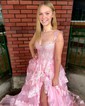 Ball Gown Off-the-shoulder Tulle Tiered Prom Dresses With Appliques