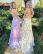 Ball Gown Square Neck Tulle Floral Prom Dresses
