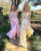 Ball Gown Square Neck Tulle Floral Prom Dresses