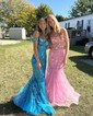 Mermaid Off-the-shoulder Sparkly Sequin Prom Dresses With Appliques