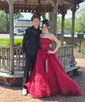 Ball Gown Sweetheart Tulle Tiered Prom Dresses With Appliques