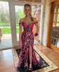 Mermaid Off-the-shoulder Sparkly Sequin Prom Dresses With Appliques