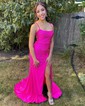 Mermaid Square Neck Jersey Beaded Prom Dresses
