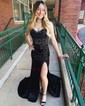 Mermaid V-neck Satin Corset Prom Dresses With Appliques