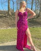 Sheath/Column V-neck Sparkly Sequin Prom Dresses